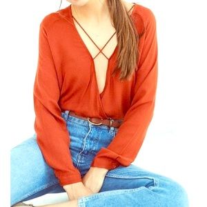 Urban outfitters burnt orange cross top